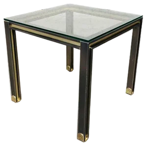 Steel and Brass Square Coffee Table, Belgium, 1980s
