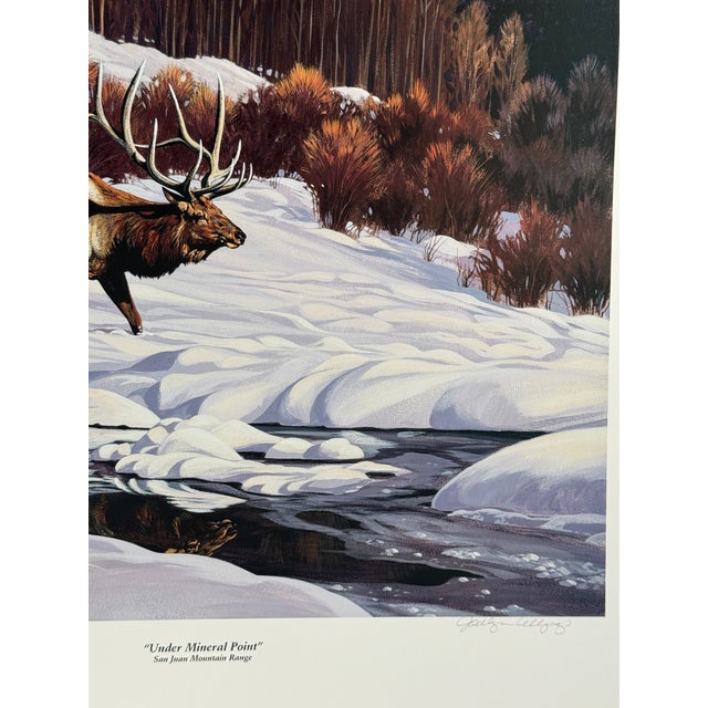 1992 Jocelyn Lillpop Russell Under Mineral Point Signed Numbered Wildlife Print Elk San Juan Mtn. Range For Sale - Image 4 of 9