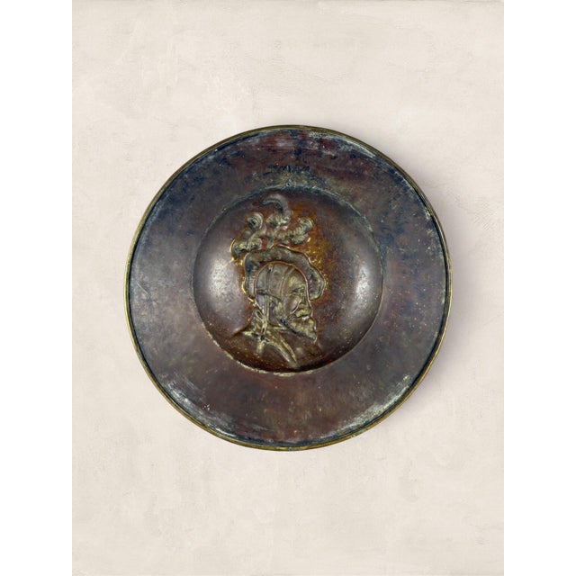 Renaissance Early 20th Century Antique English Repoussé Brass Wall Charger With Renaissance Portrait For Sale - Image 3 of 7