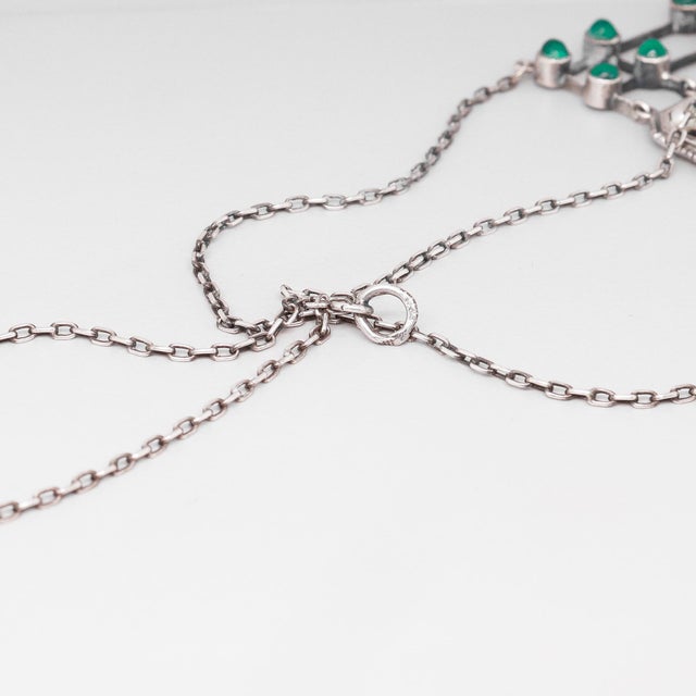 Antique Theodor Fahrner Sterling Silver, Malachite, & Pearl Jugendstil Necklace For Sale - Image 15 of 17