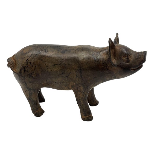 Pierre Chenet, Pig with Brown Patina, 2000s, Bronze For Sale