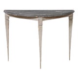 Antique Rustic Gris Creme Peinte Demi Lune Table, 19th Century For Sale