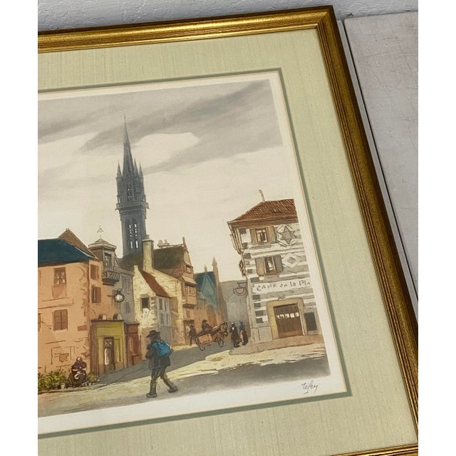 Vintage European School Hand Colored Lithograph C.1940s Beautiful hand colored lithograph Rich Color - Strong Pencil...