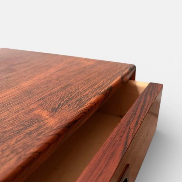 Wood Danish Rosewood Bedside Table by Johannes Andersen for Dyrlund, 1960s For Sale - Image 7 of 13