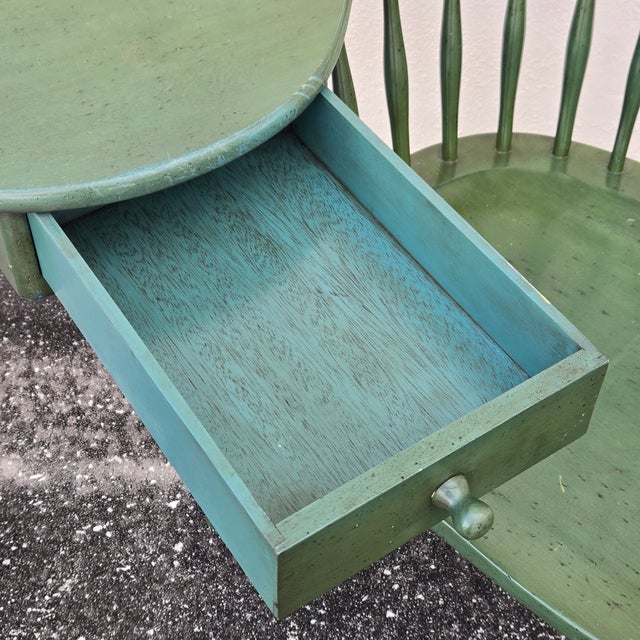 Wood 1960s Vintage Windsor Writing Chair by Barnard & Simonds Co. In Green For Sale - Image 7 of 15