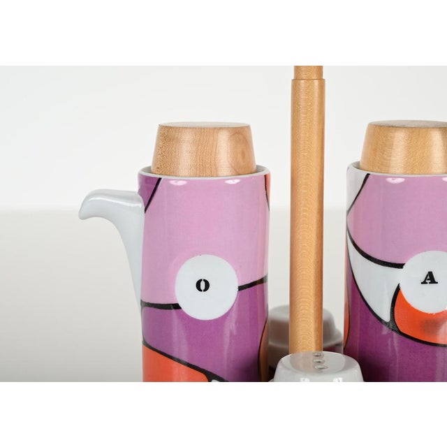Mid-Century Italian Ceramic Oil and Vinegar Cruet Set from Franco Pozzi, 1970s, Set of 4 For Sale - Image 18 of 18