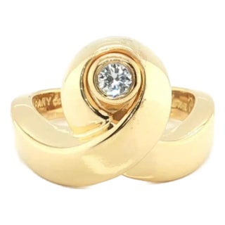 Mid 20th Century Tiffany & Co Paloma Picasso Diamond Loop Ring 18K Yellow Gold Size 5 For Sale