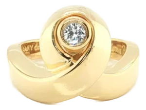 Mid 20th Century Tiffany & Co Paloma Picasso Diamond Loop Ring 18K Yellow Gold Size 5