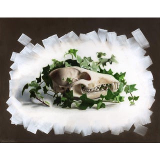 Resilience by Kevin A. Moore | Oil on panel Skull surrounded by ivy leaves. For Sale
