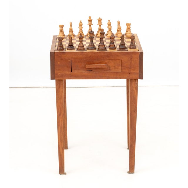Contemporary Contemporary Carved Wood Chess Table and Chessmen For Sale - Image 3 of 9