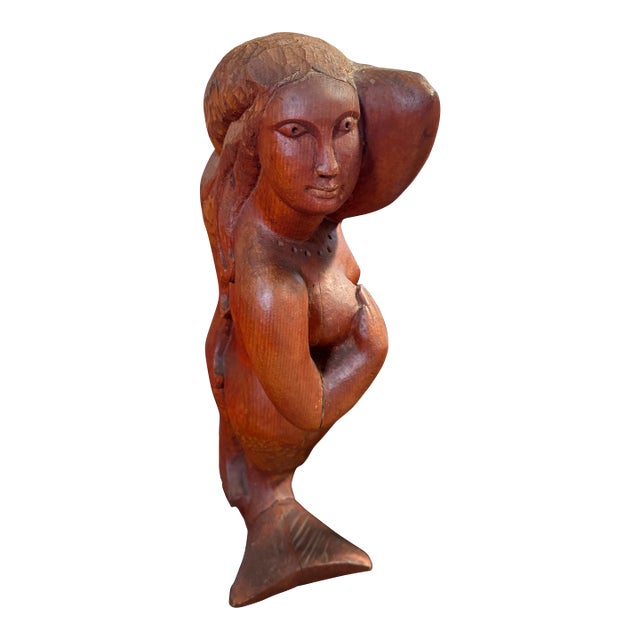 Early 20th Century Very Unique Figure Head for Boat Mermaid Made of Cedar Ulysses Oxf 81 For Sale
