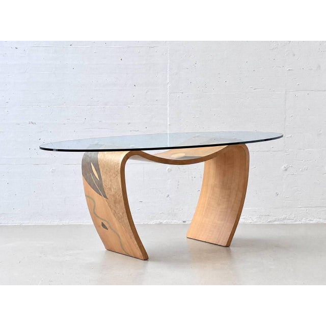 Sculptural Dining Table with Inlays and Glass Top by Carlo Malnati, Italy, 1980s For Sale - Image 9 of 16