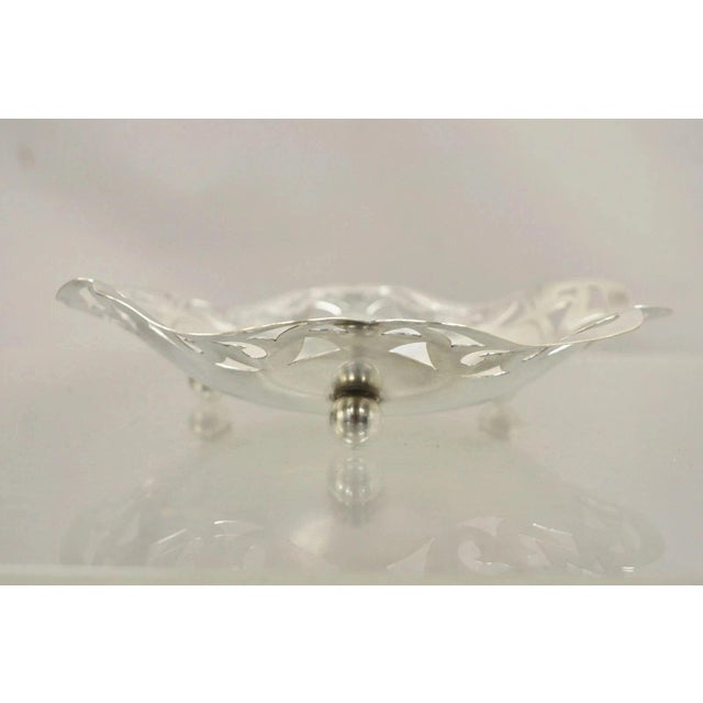 Vintage Victorian Scalloped Pierced Gallery Silver Plated Candy Trinket Dish For Sale - Image 9 of 10