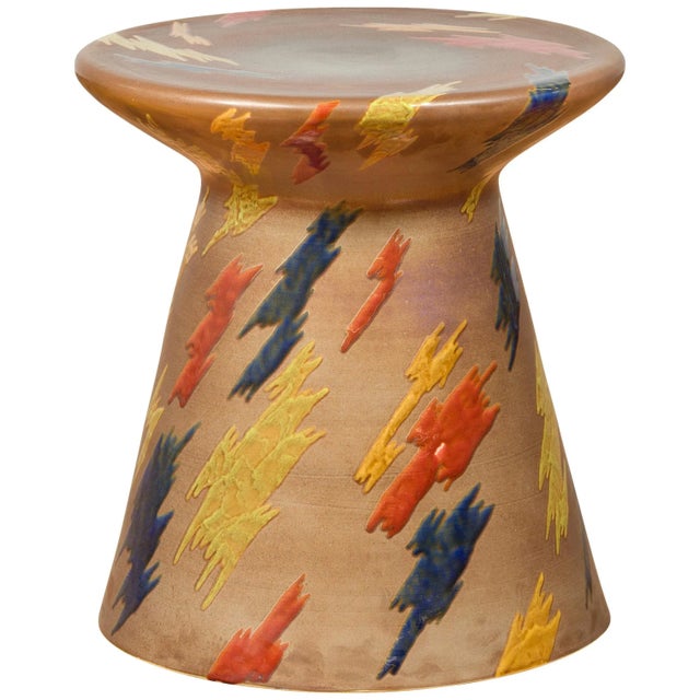 Contemporary Chinese Artisan Glazed & Hand Painted Garden Seat For Sale - Image 10 of 10