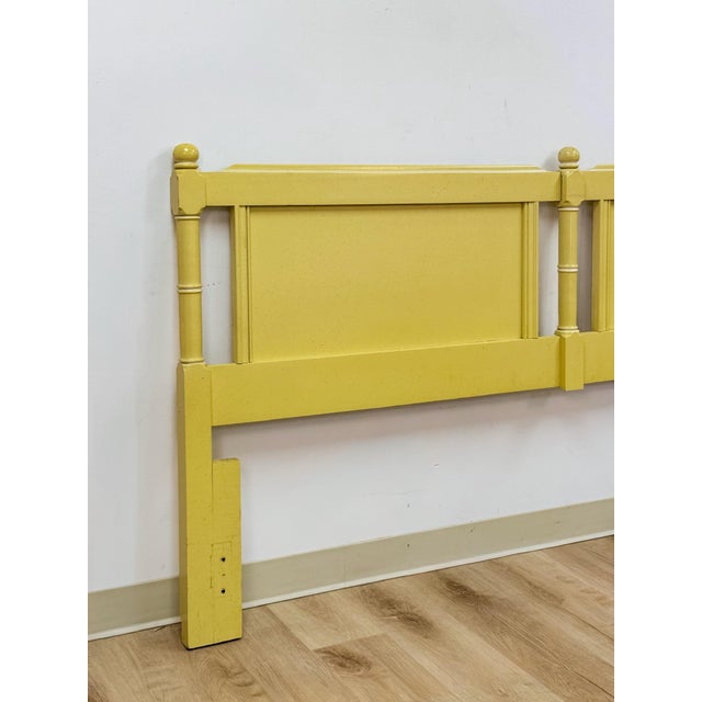 Vintage Cottagecore Painted Yellow King Headboard Eclectic Hollywood Regency For Sale - Image 13 of 13