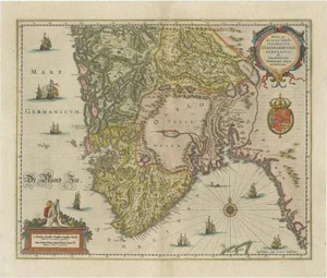 Antique Map of Southern Norway by Janssonius, 1650