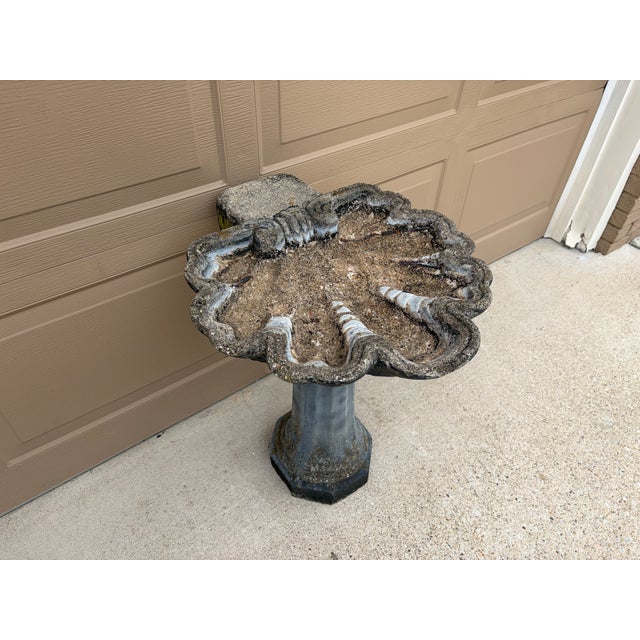 Vintage Grotto Style Cast Concrete Shell Birdbath For Sale In South Bend - Image 6 of 12