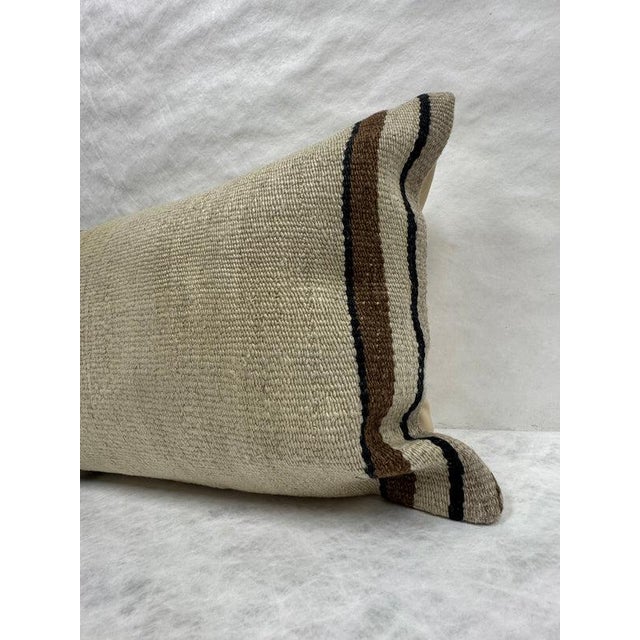 Contemporary Turkish Hemp Pillow Cushion Natural Beige Brown Pillow Cushion Cover 16" x 24" For Sale - Image 3 of 4