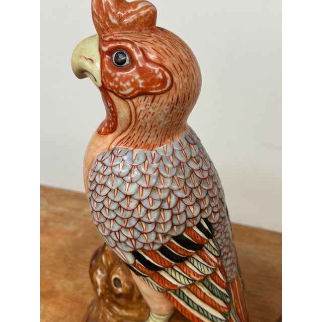 Hand Painted Porcelain Parrots, Set of Two For Sale - Image 11 of 12