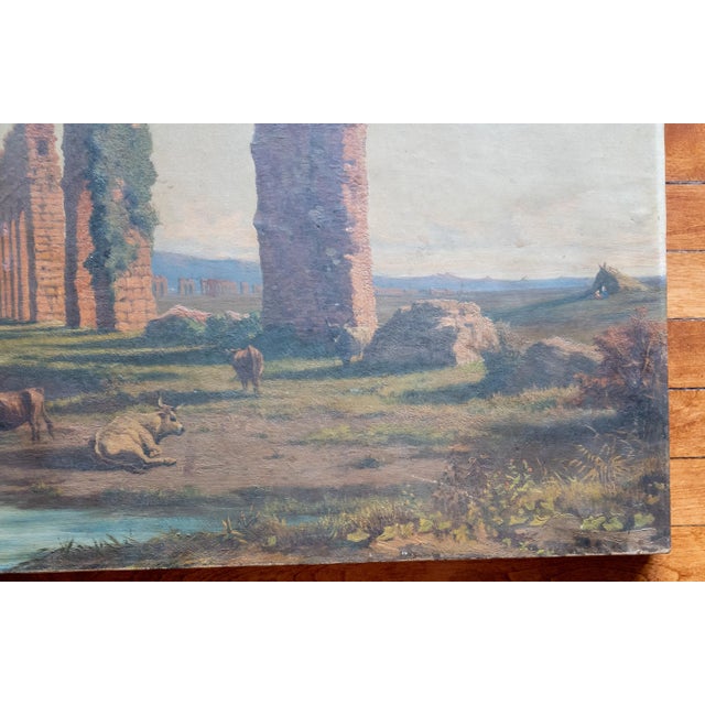 19th Century Italian Landscape Painting of Roman Aqueduct Ruins After Corrodi For Sale - Image 11 of 16