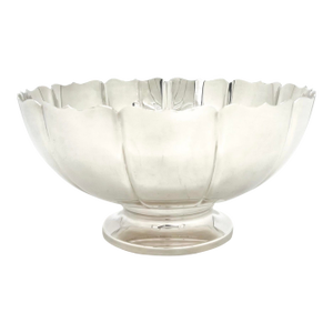Mid-Century “Dublin” by Fisher Silverplate Pedestal Bowl – Fluted Tulip Form / Hollywood Regency