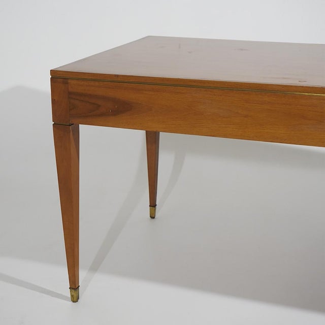 Vintage Walnut Desk with Brass Details, 1950s For Sale - Image 11 of 15