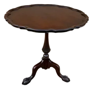 Antique Chippendale Style Tilt Top Pine Crust Tripod Side Table