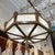 Mid 20th Century Wood Carved Hexagonal and Glass Suspended Cieling Light Chandelier For Sale - Image 4 of 12