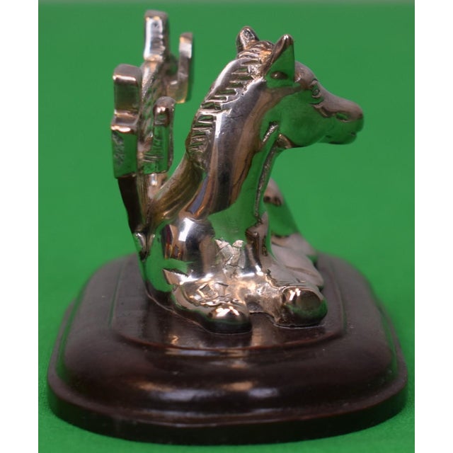 Set X 4 Silver Plated C2001 Menu Card Holders Modeled as Seated Horses the Marylou Whitney Collection For Sale - Image 4 of 8