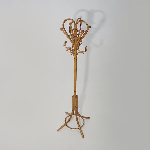 Floor Coat Stand in Rattan and Woven Wicker, 1960s. For Sale - Image 4 of 11