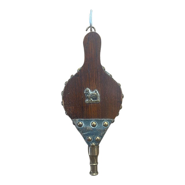 Vintage Mid Century Modern Wooden Fireplace Bellows With the Word Sealyham For Sale