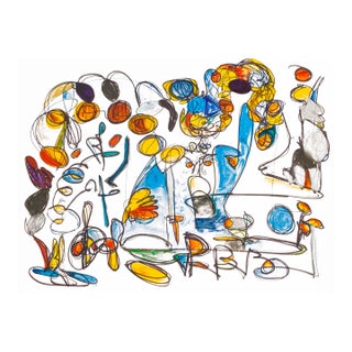 Like a Fish in Water — Fluid Abstract Harmony in Oil Markers & Acrylics, 18 × 24 In For Sale