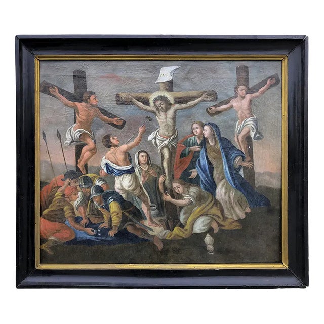 Italian School Artist, The Crucifixion, 1800s, Oil on Canvas For Sale