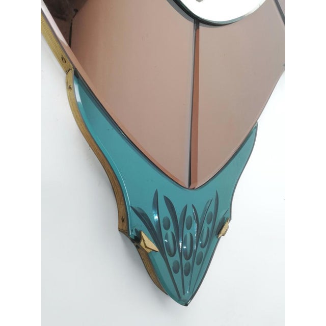 Full Length Pink Mirror in Colored and Cut Glass, Italy, 1950s For Sale - Image 6 of 11