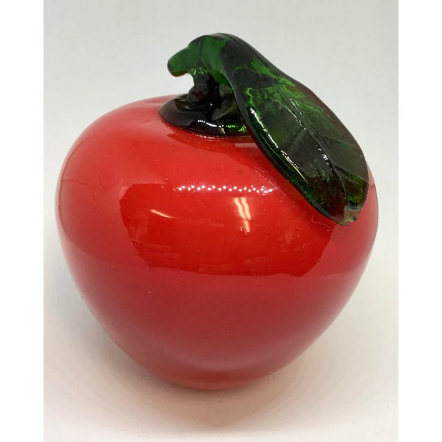 Scarlet Vintage Murano Glass Apple Paperweight For Sale - Image 8 of 8