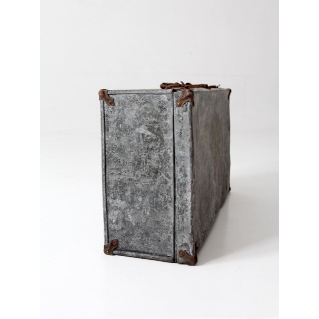 Antique Galvanized Metal Travel Case For Sale - Image 10 of 18