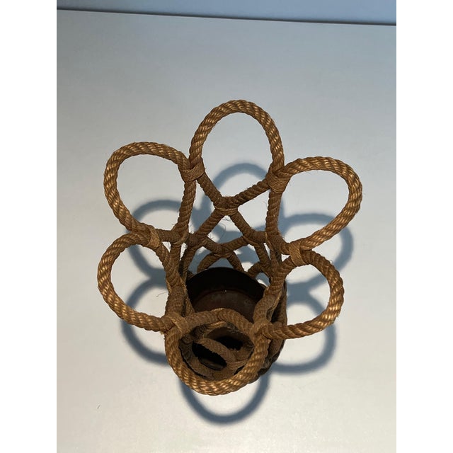 This very nice and unusual umbrella stand is made entirely of rope with a metal receipt on the bottom. This is a French...