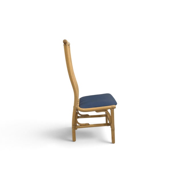 High-Back Bamboo Dining Chairs, 1970s, Set of 5 For Sale - Image 5 of 12