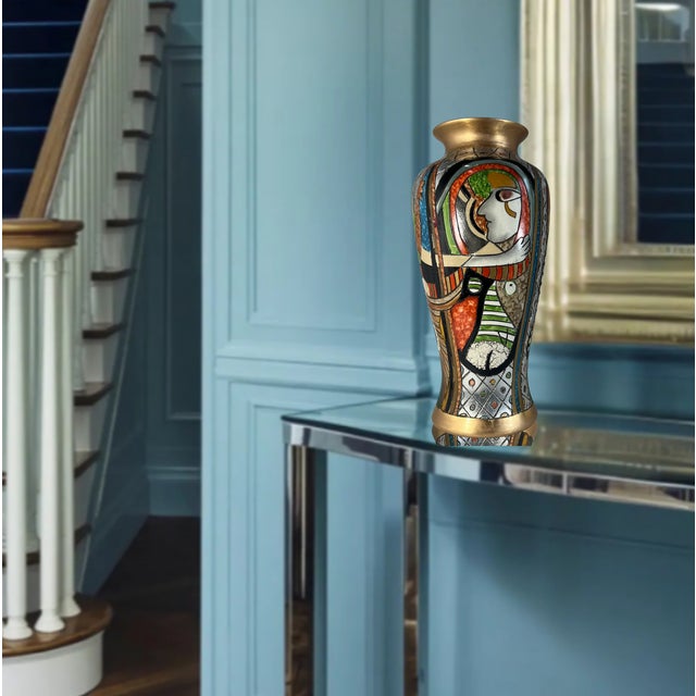 19 In. Tall Vintage Alexander Kalifano Picasso Inspired Vase Two Distinct Abstract Human Profiles. For Sale - Image 16 of 17
