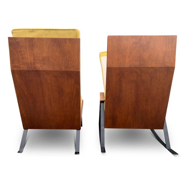 1960s Mid-Century Teak and Ebonised Steel Shell Chairs with Upholstered Cushions in the style of Gerrit Rietveld, 1960s, Set of 2 For Sale - Image 5 of 15