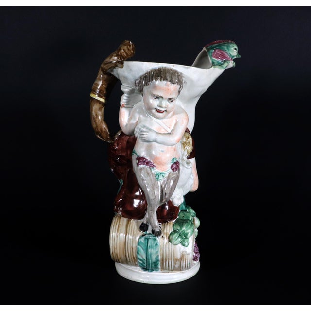 English Staffordshire Pearlware Pottery Large Bacchus Jug For Sale - Image 4 of 11