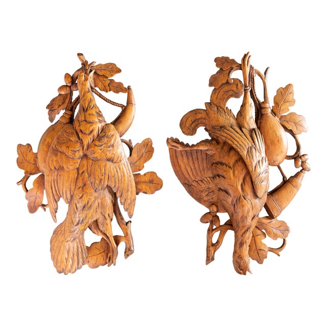 Antique Black Forest Wall Reliefs With Hunting Motifs, a Pair For Sale
