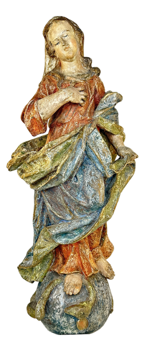 Mary, Mother of God, South German Master circa 1760, Carved Wood