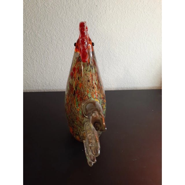 1980s Multicolor Speckled Art Glass Rooster Figurine For Sale - Image 4 of 8