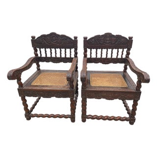 Antique Armchairs in Padouk Wood, Set of 2 For Sale