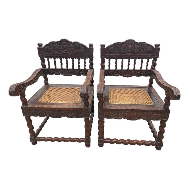 Antique Armchairs in Padouk Wood, Set of 2 For Sale