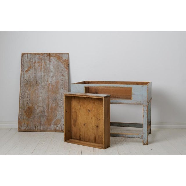 Swedish Folk Art Baroque Style Blue Painted Table For Sale - Image 9 of 12