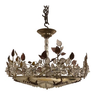 1940's French Silver Plated Light Fixture With Amethysts For Sale