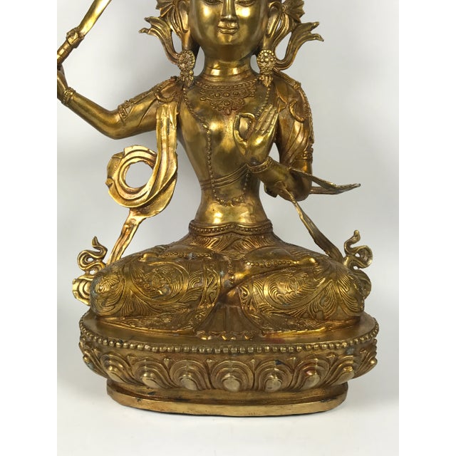 Metal Chinese Art Gold Gilt Bronze Sitting Buddha For Sale - Image 7 of 7
