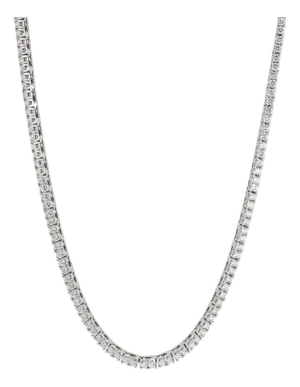 14k White Gold 7.37ct Round Diamond 4 Prongs Princess Chain Tennis Necklace